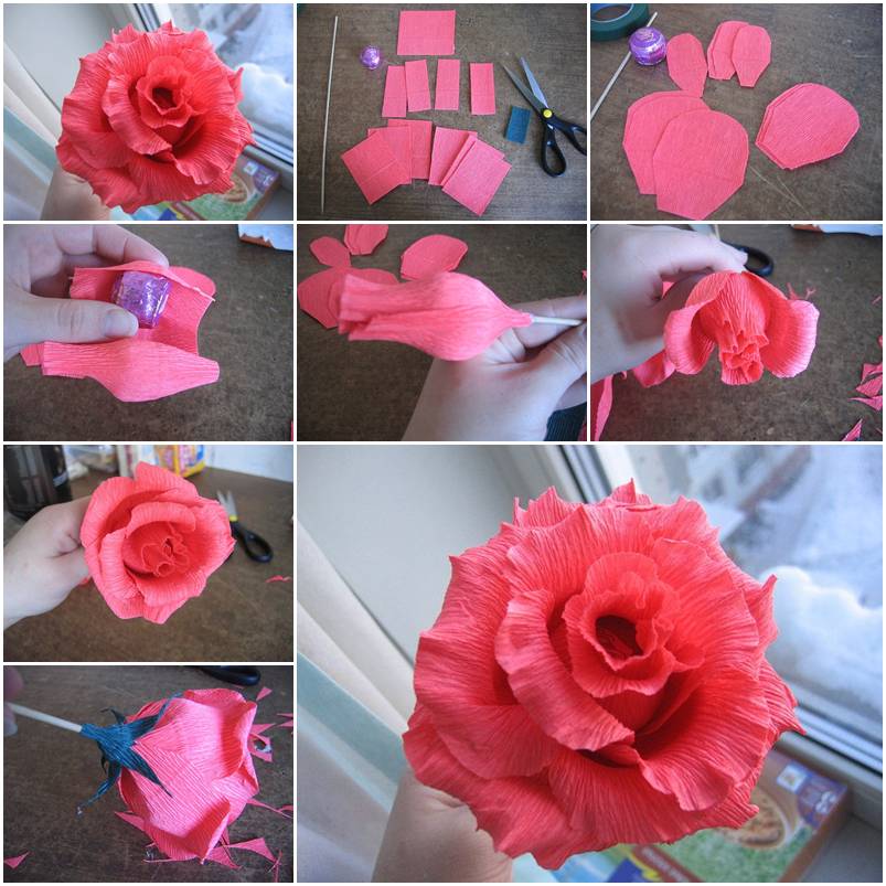 Как сделать розу из бумаги, ленты, фоамирана, фетра и т.д. (15 мк)