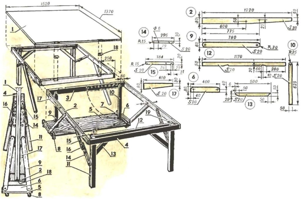 Походный раскладной стол своими руками чертежи