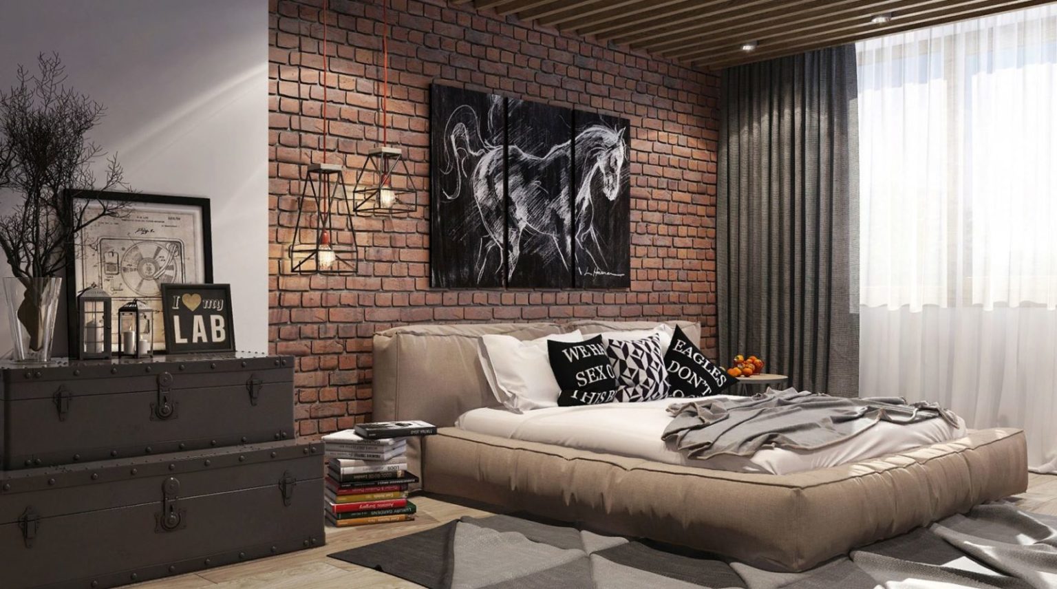 Spalnya стиле Loft Design