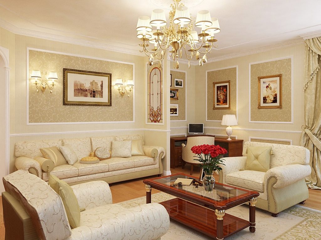 Роскошный интерьер гостиной в классическом стиле: 10 советов