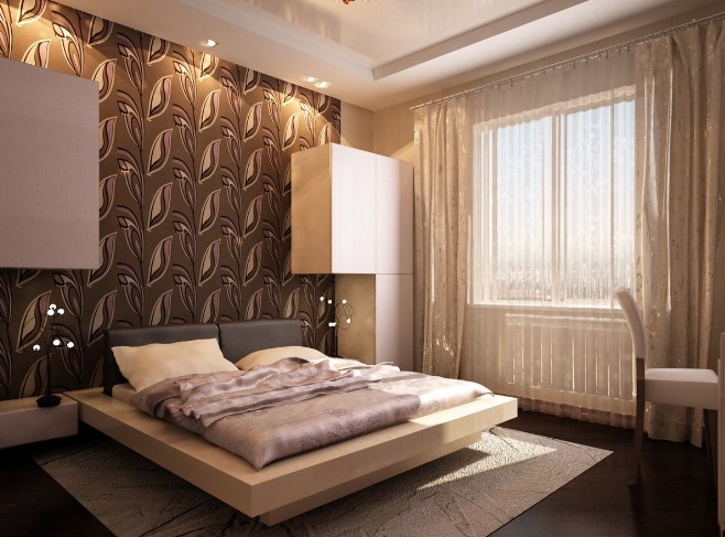 Спальня в мятных тонах, дизайнерское оформление с фото