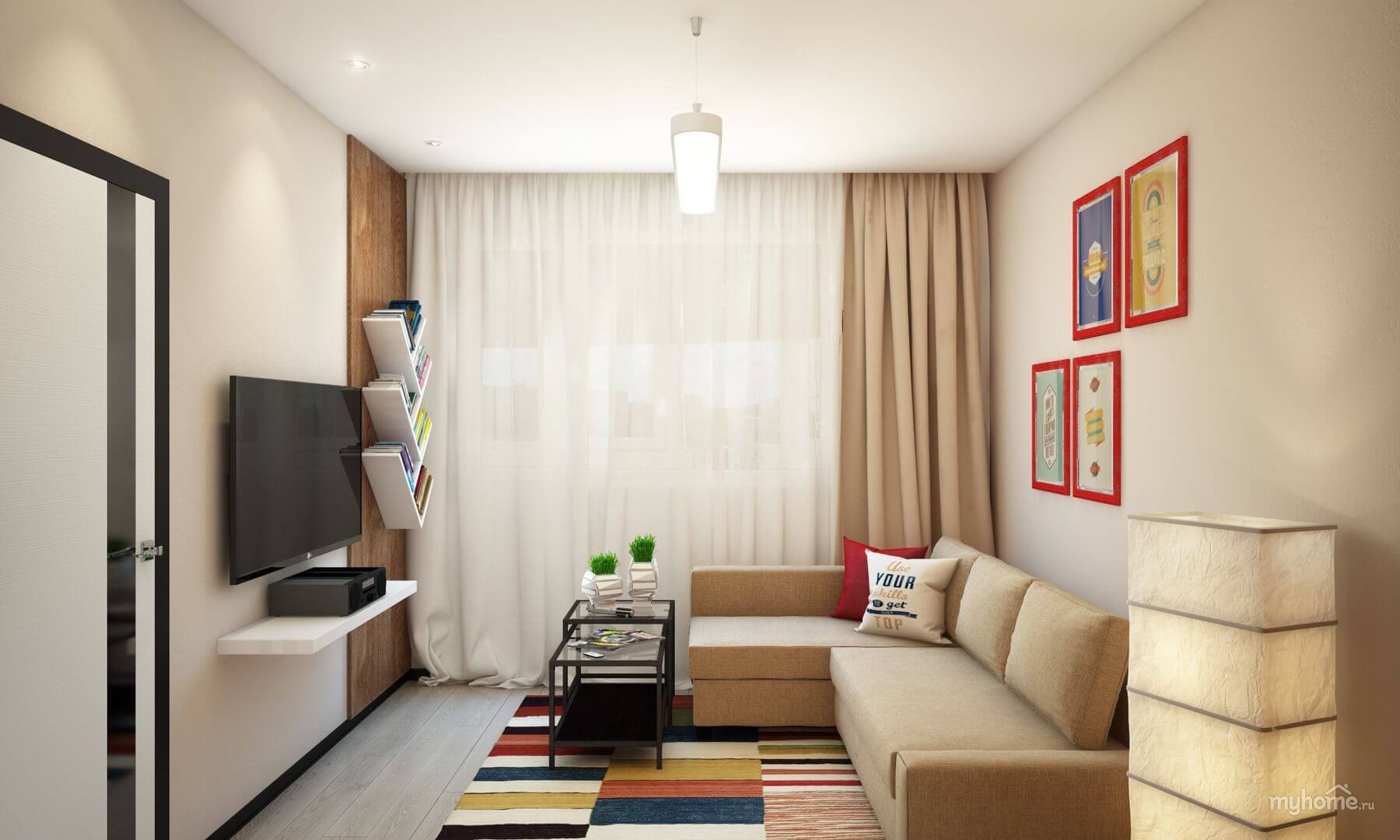 Дизайн маленькой комнаты (12 м2) с диваном. - iloveremont.ru