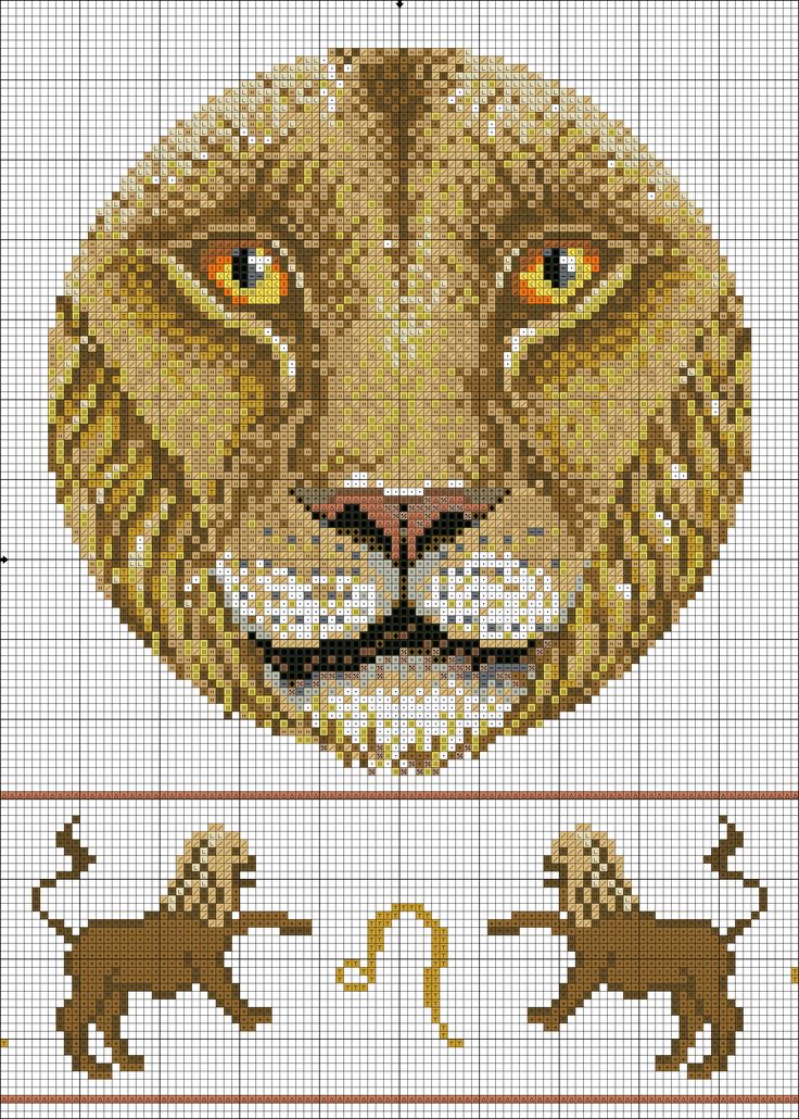 Лев крестиком схема маленькая - 94 фото
