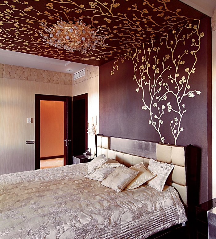 Декор, отделка спальни: как оформить стену в спальне над кроватью панно, как выделить и чем покрыть  - 53 фото