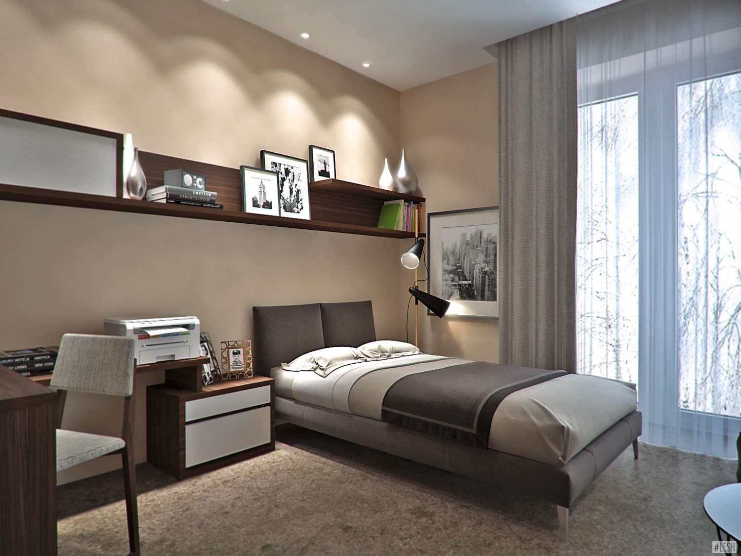 Полки в спальню: 120 фото современных вариантов дизайна спальни с полками