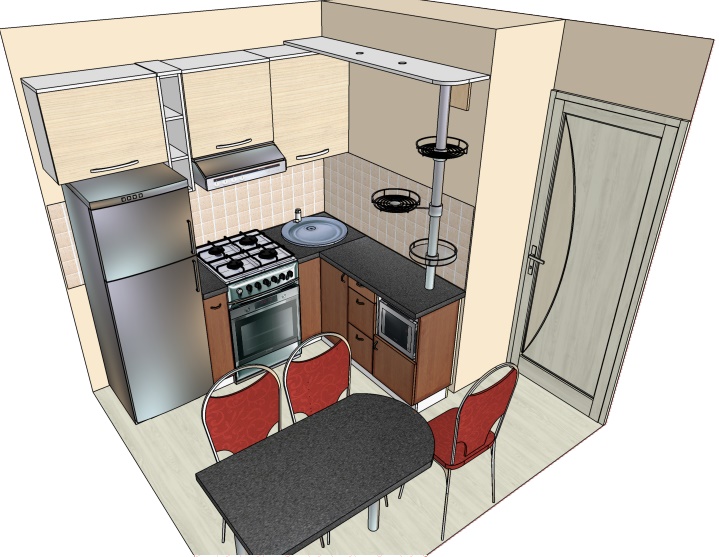 Как расставить мебель на кухне 7 кв м фото с холодильником