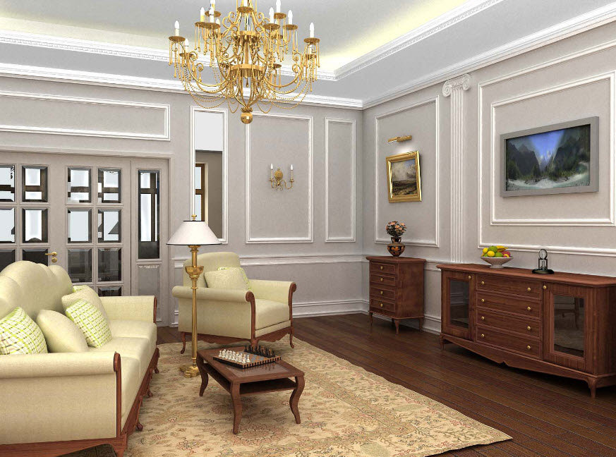 Гостиная в классическом стиле: современные решения для разных комнат