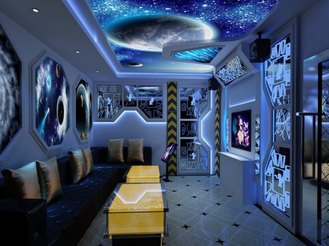 Артистическая комната. Интерьер в стиле космос. Комната в стиле космос. Космический интерьер комнаты. Интерьер в стиле космического корабля.