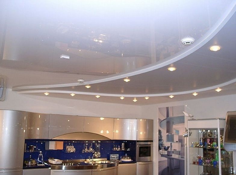 Фото кухонных подвесных потолков из гипсокартона: как выделить зоны на кухне, фото потолков