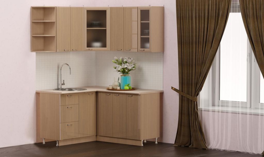 Фото примеры современных угловых кухонных шкафов