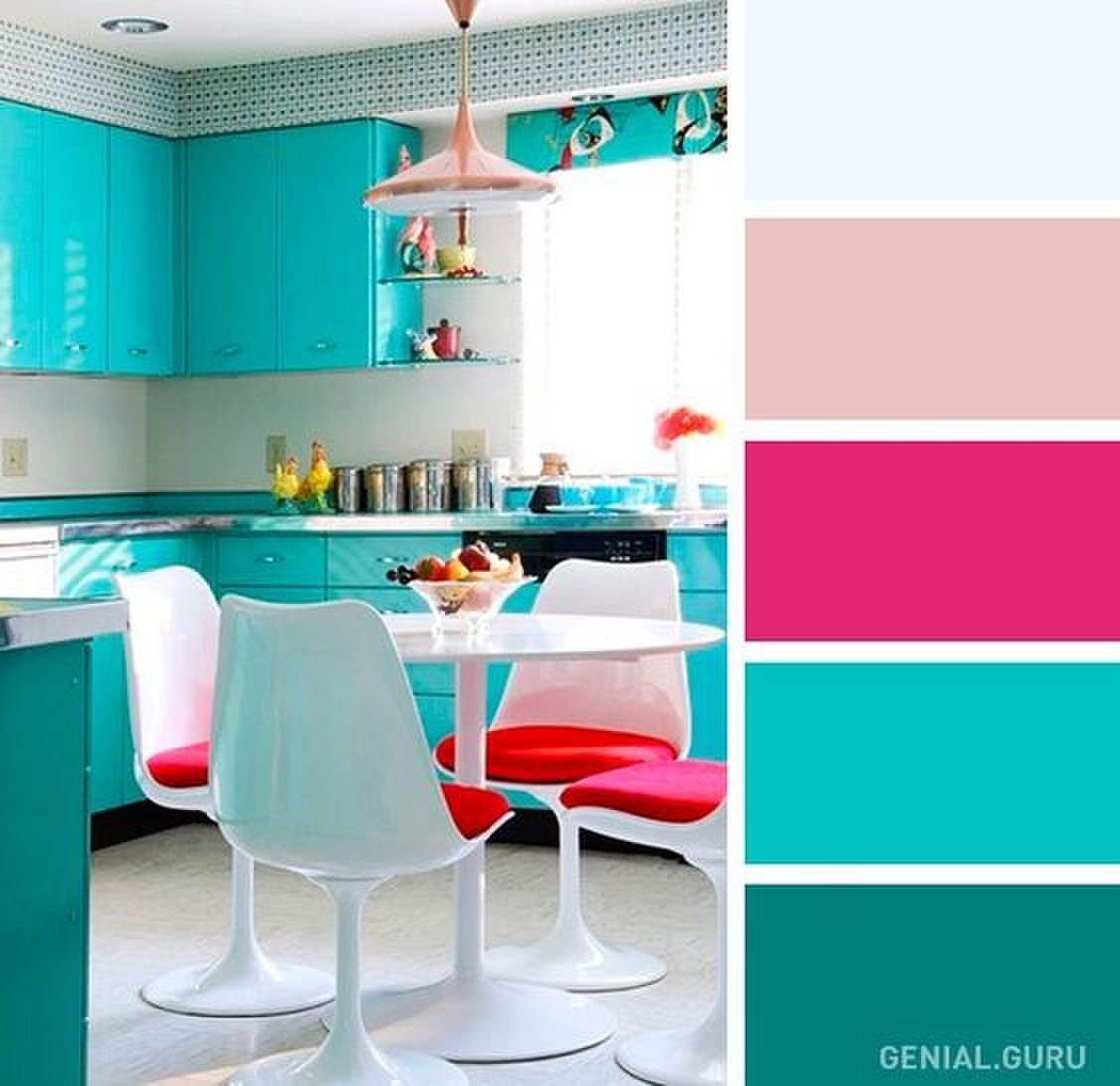 Бирюзовая кухня: оттенки, сочетание цветов, стили, фото в интерьере