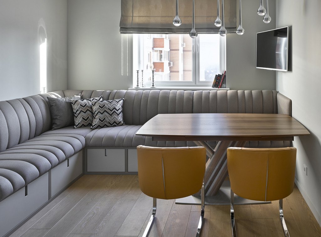 Кухня с диваном и телевизором: дизайн интерьера маленькой комнаты | дизайн и фото