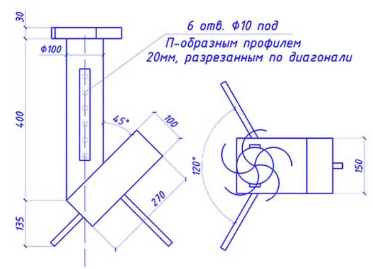 Ракетная печь из круглой трубы чертежи