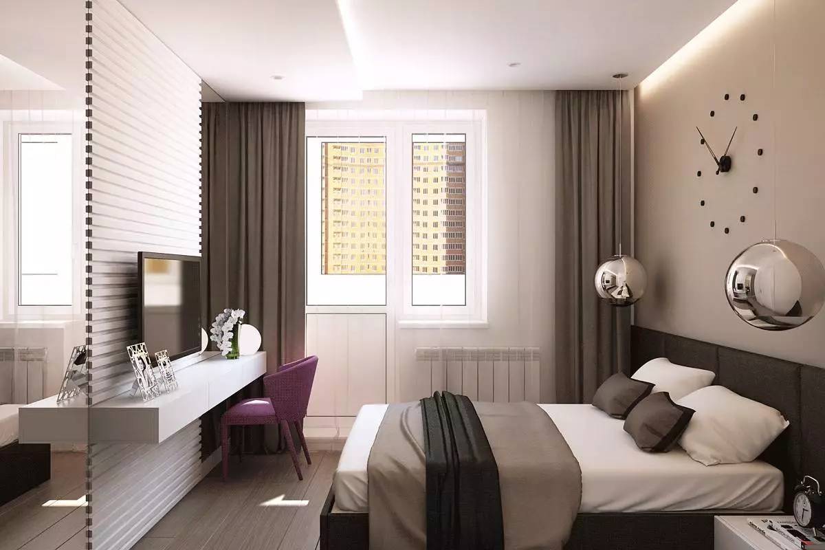 Дизайн спальни 12 м2 в светлых тонах современный стиль