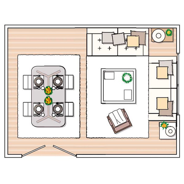 План гостиной с мебелью