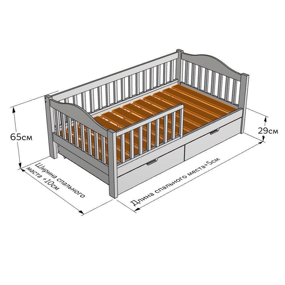 Размеры детской кровати: двухъярусной, домика, трансформера, с ящиком, бортиком – своими руками, стандартные, чертежи, схемы, для новорожденного