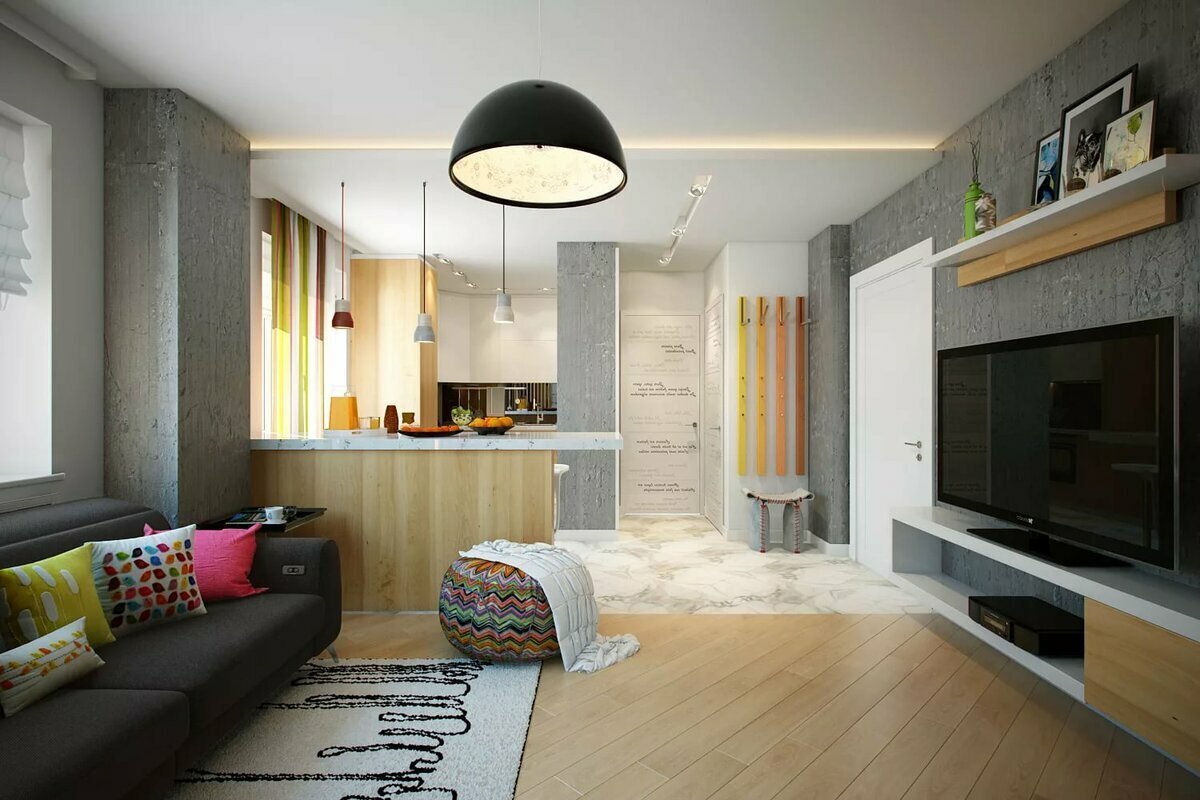 Дизайн квартиры 42 кв. м. [60+ фото], планировки 1, 2-комнатных, хрущевок