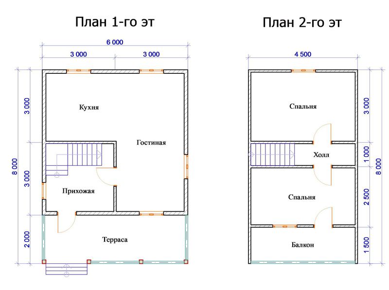 Планировка и строительство дачного дома  6х7 из газобетона с мансардой и террасой