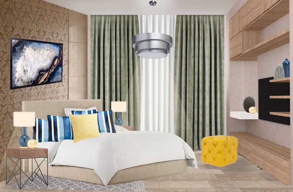 Дизайн спальной комнаты в бежевых тонах с фото
