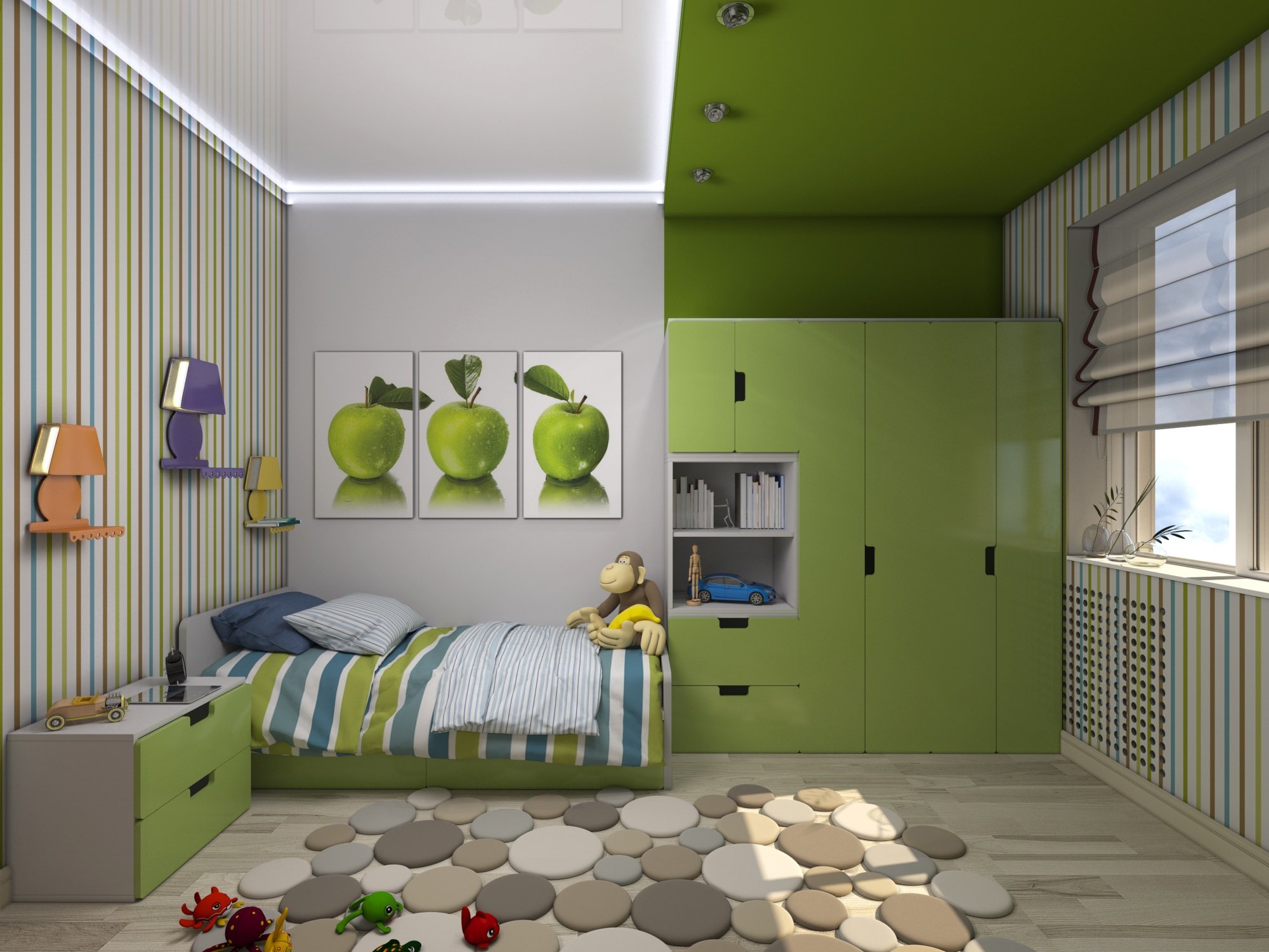 Принципы оформления детской комнаты в зеленых тонах