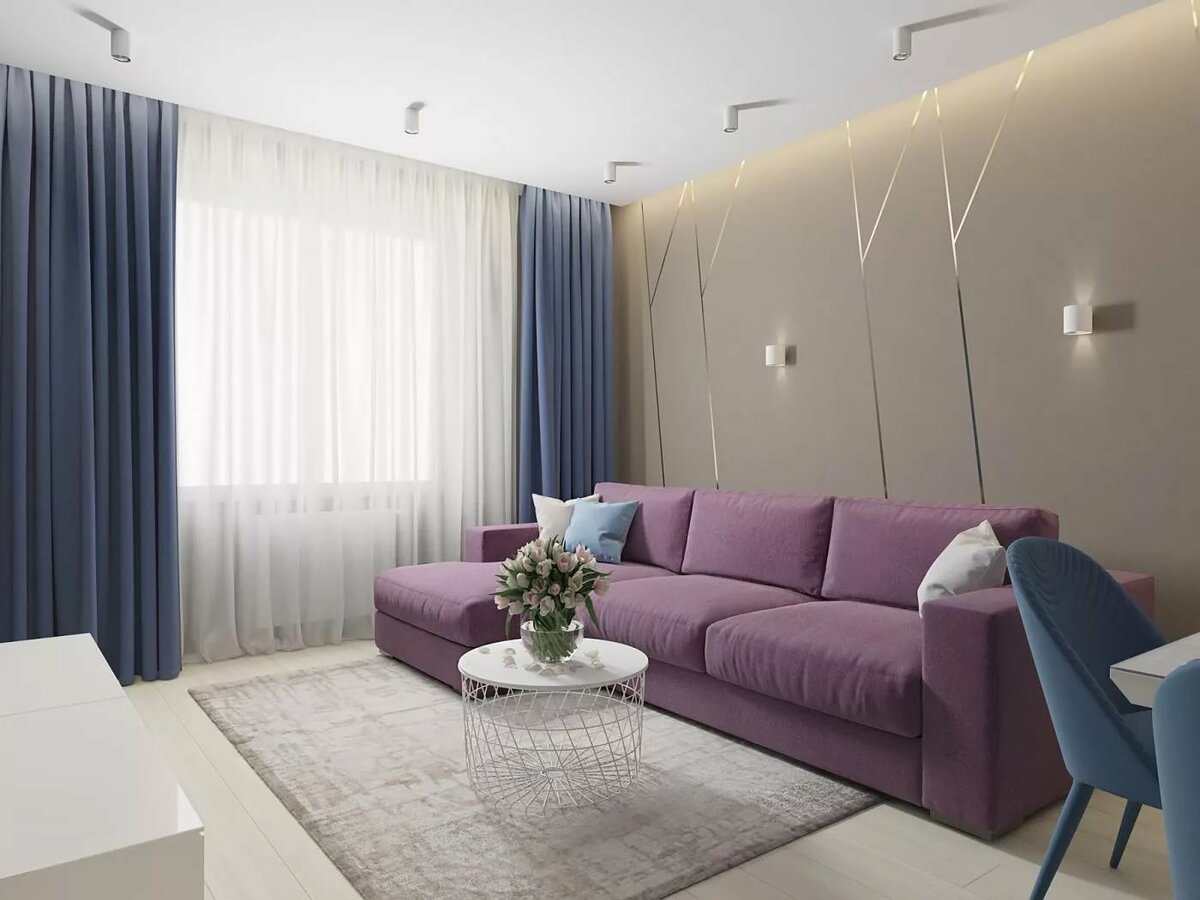 Фиолетовый диван в интерьере: 50+ фото, идеи для гостиной, кухни, угловые конструкции