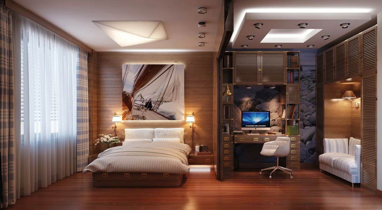 Дизайн спальни-кабинета: 50 идей оформления