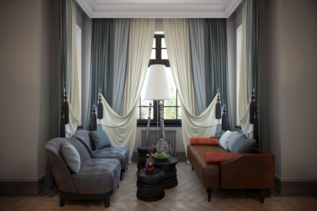 Гостиная с двумя окнами — 85 фото вариантов стильного дизайна