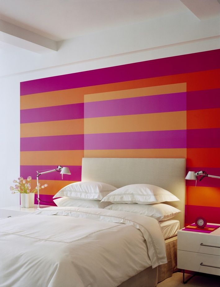 Комбинированная покраска стен в два цвета