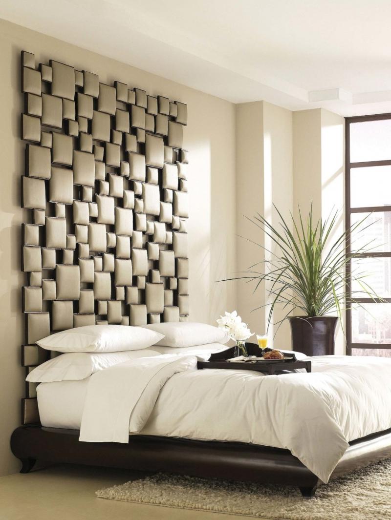 стена в спальне над кроватью украшаем